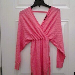 Mini, pink sweater dress, long sleev  - size S